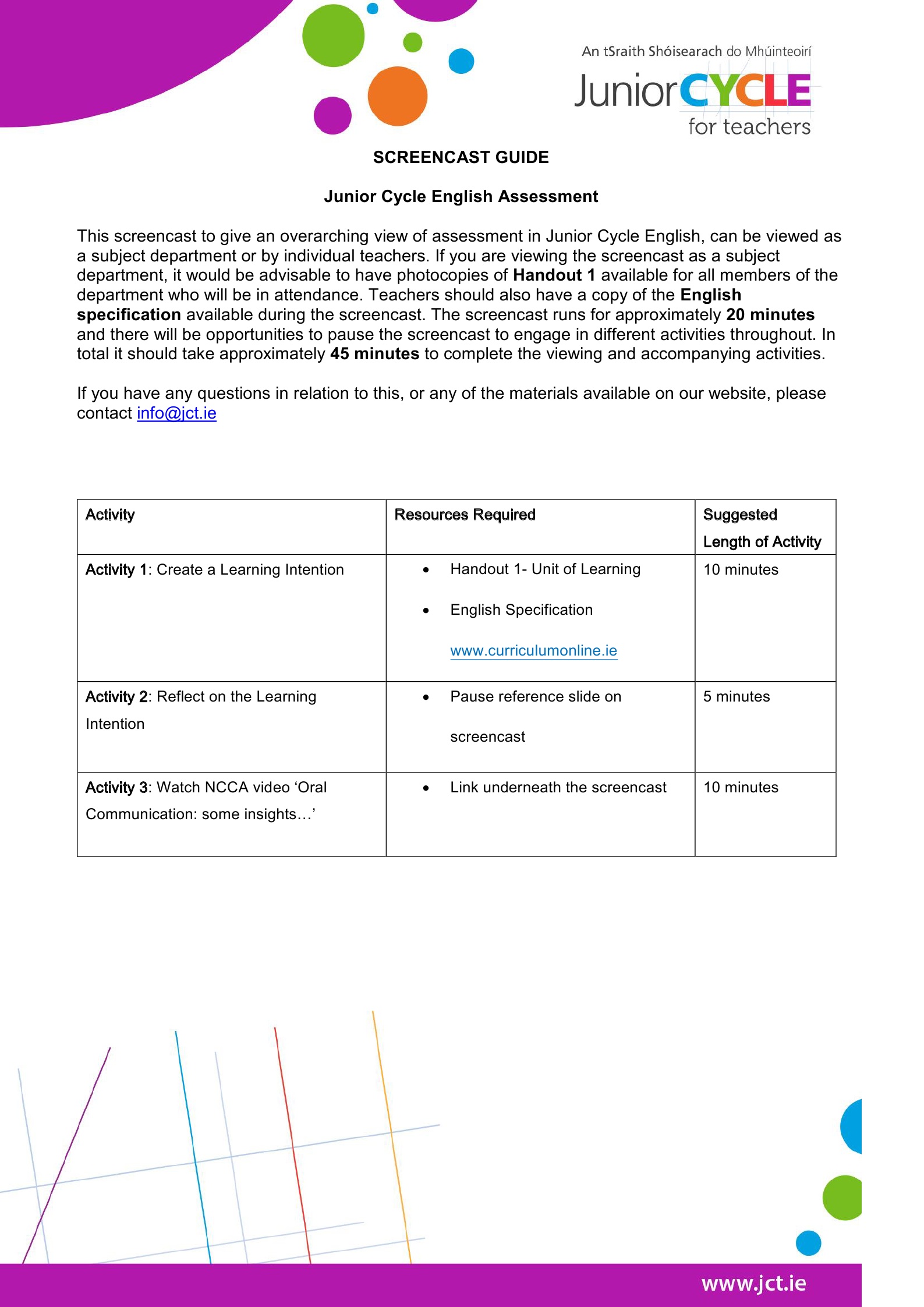 Facilitators Guide Assessment Screencast