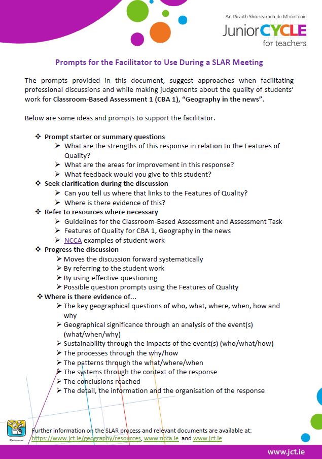 Facilitation Prompts for SLAR Meeting