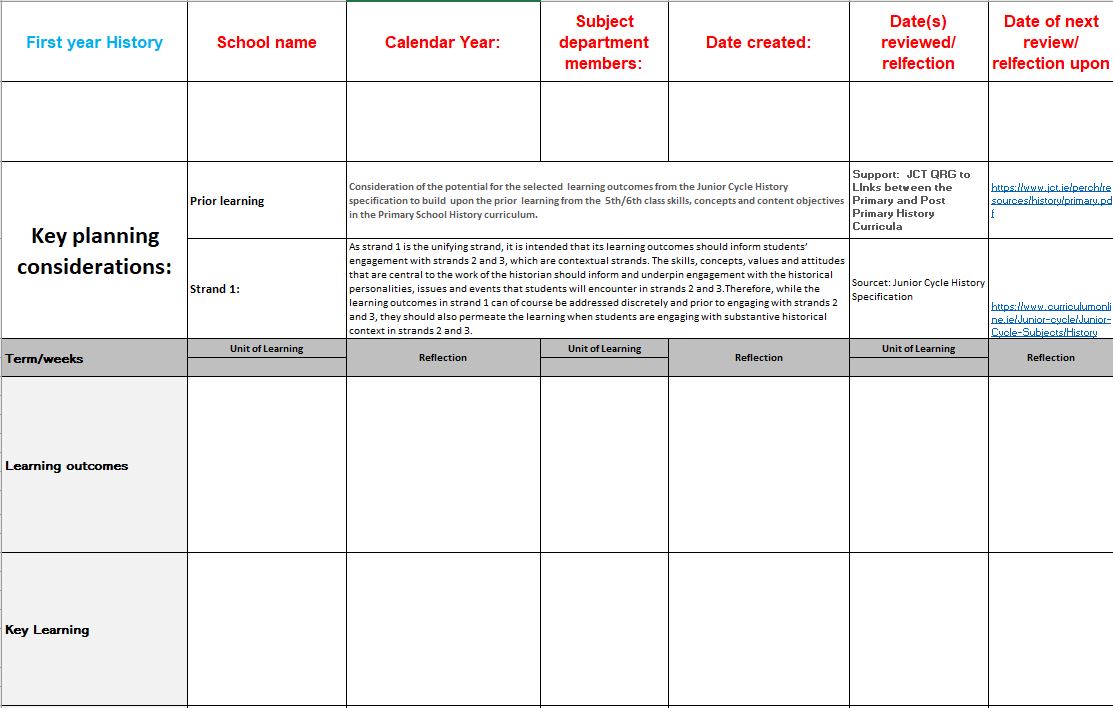 History Excel 3 Year Planner