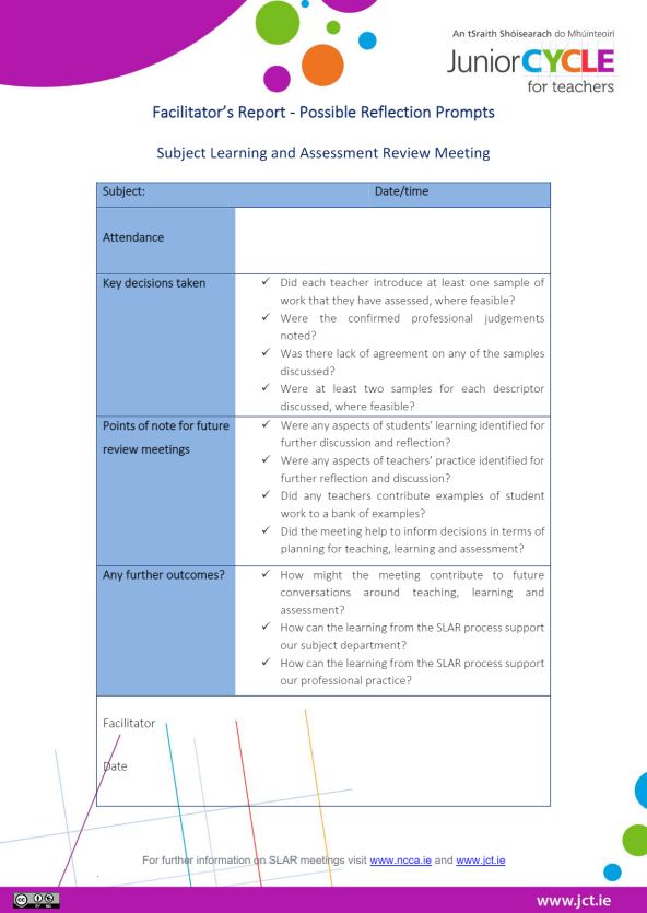 SLAR Facilitator Report Prompts