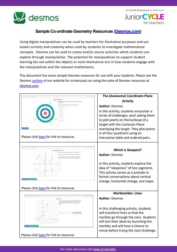 Sample Co-ordinate Geometry Resources