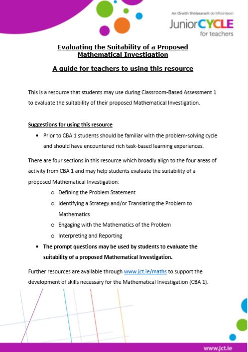 Evaluating a Proposed Mathematical Investigation