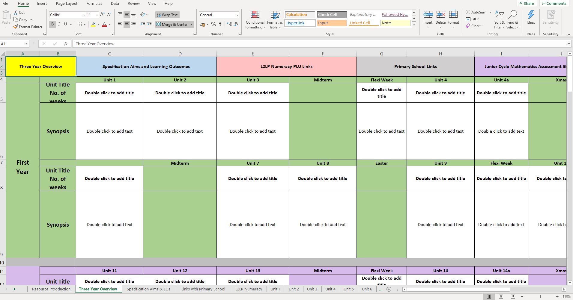 Editable Junior Cycle Mathematics Planning Template