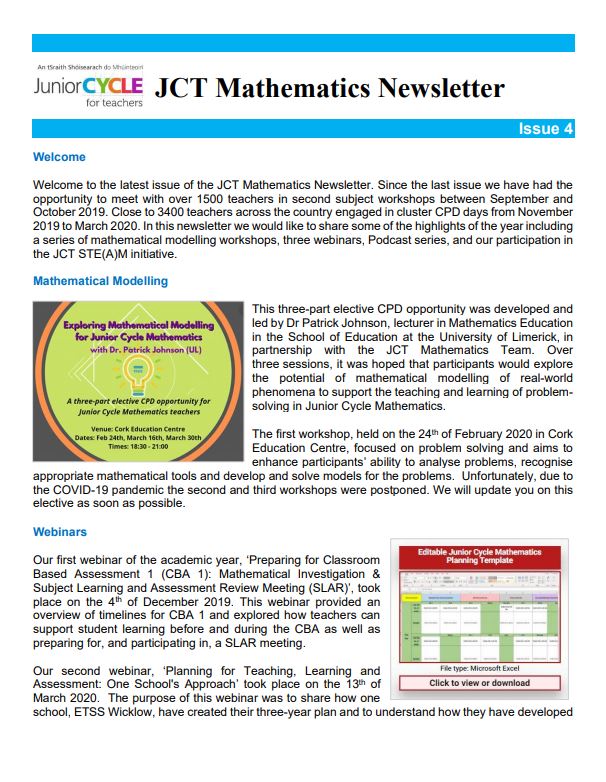 JCT Maths Team Newsletter Issue 4