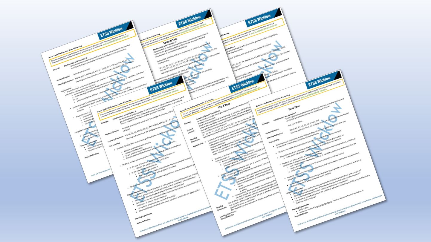 Relationships and Variables All 6 Units of Learning