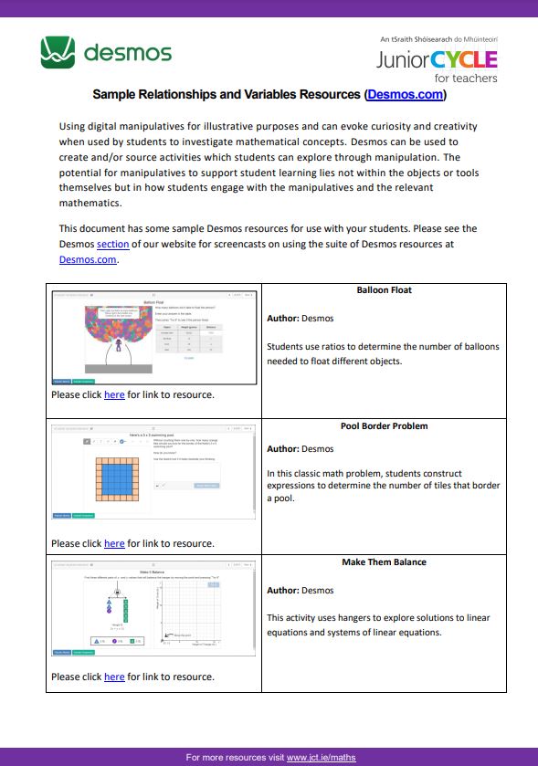 Sample Relationships and Variables Resources