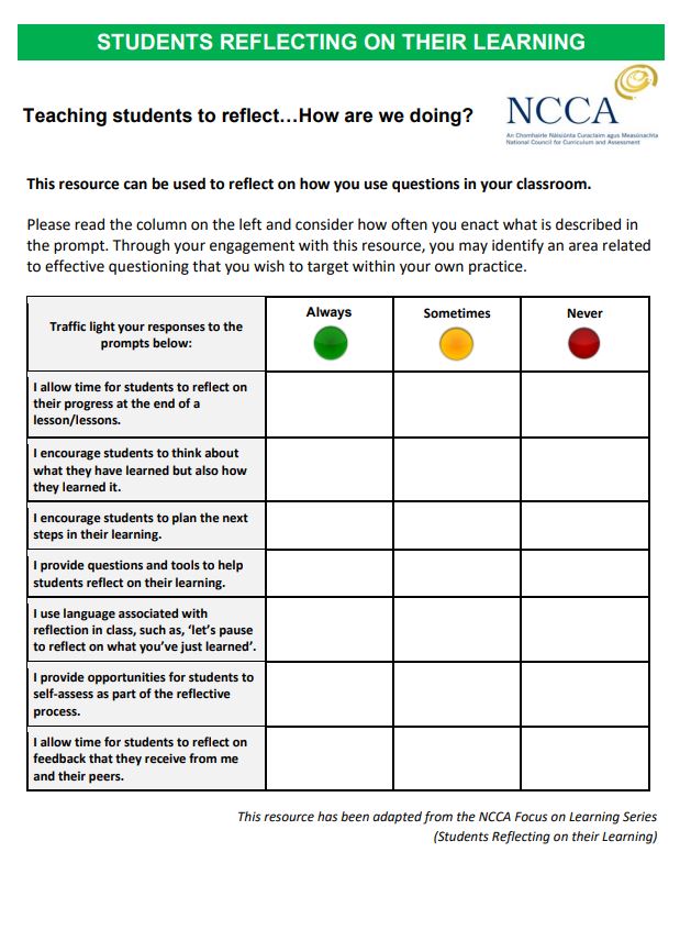 Students Reflecting on their Learning