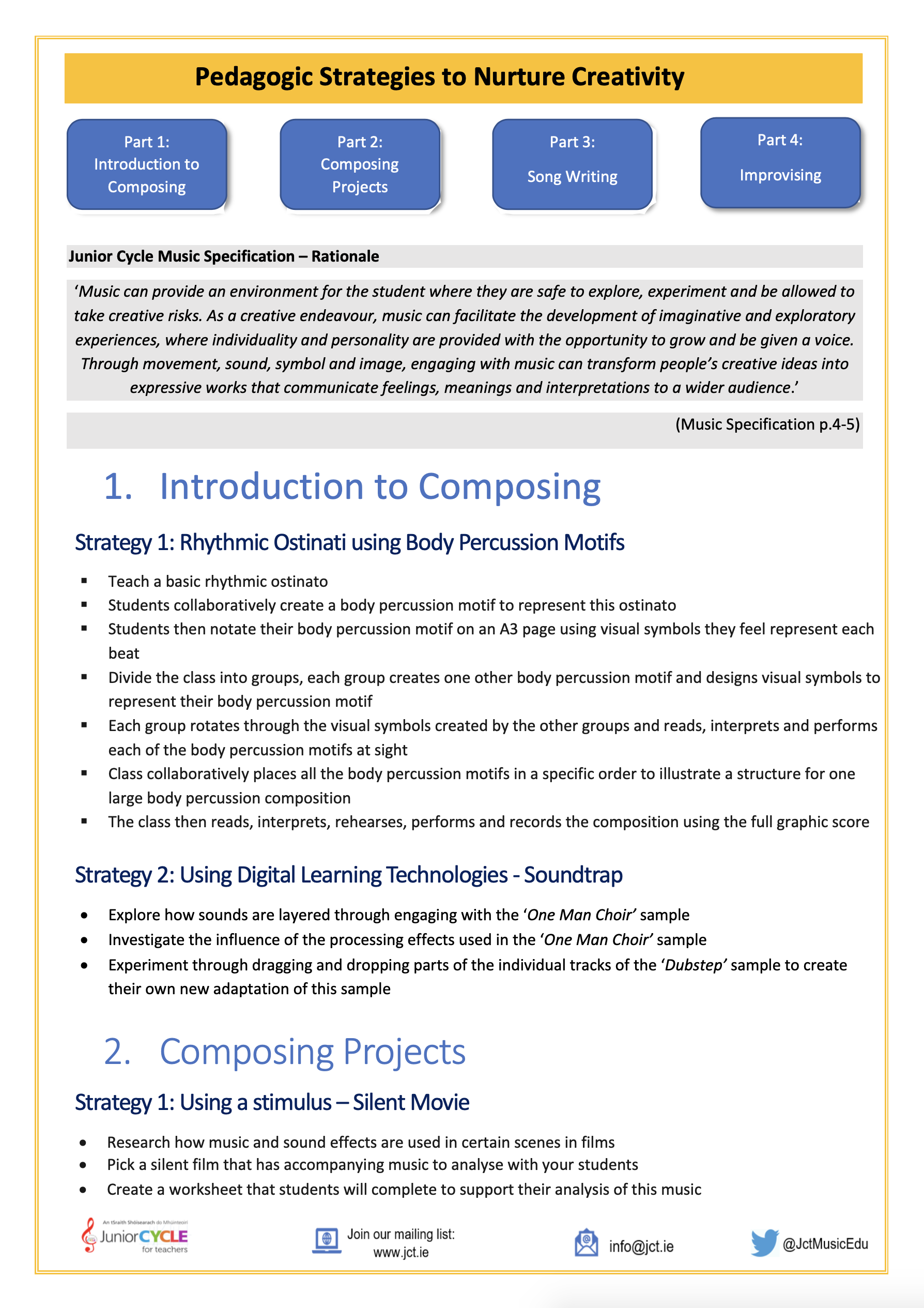 Pedagogic Strategies to Nurture Creativity