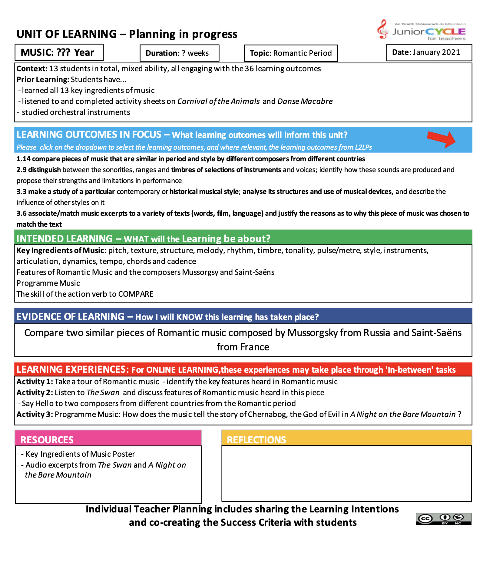 Unit of Learning Work in Progress