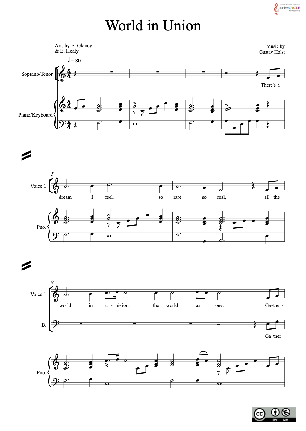 Possible Arrangement - World In Union Editable Score - Musescore