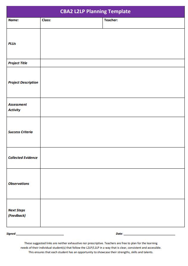 CBA 2 Planning Template