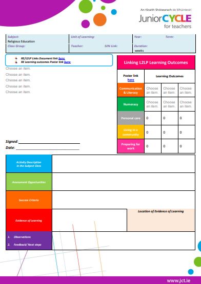 L2LP Subject Planning Document