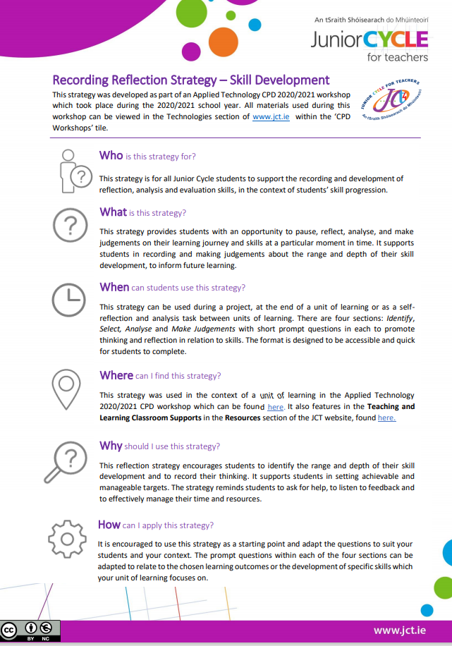 Recording Reflection Strategy - Skill Development