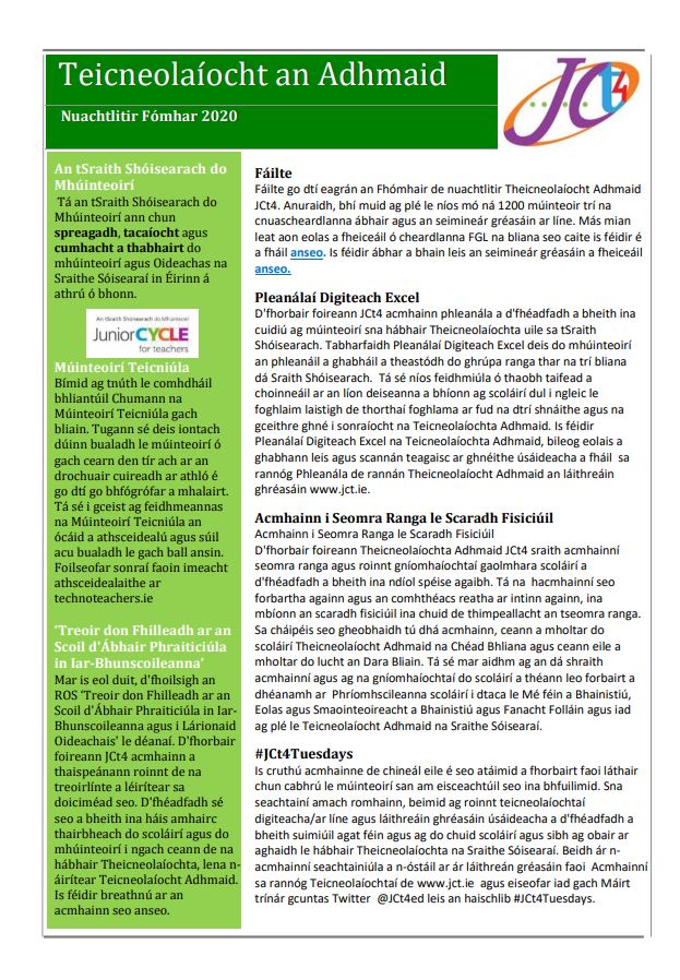 Teicneolaíocht an Adhmaid Nuachtlitir Fómhar 2020